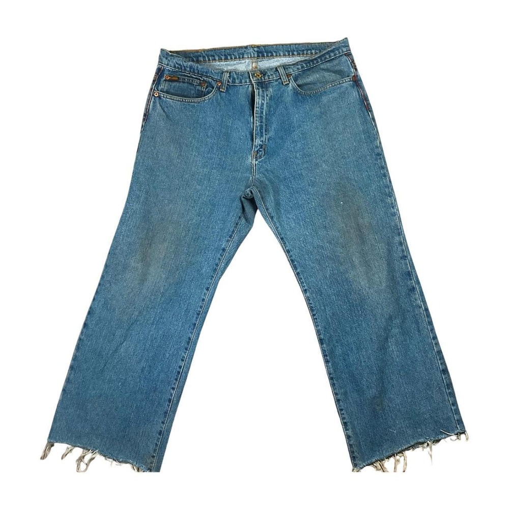 Polo Jeans Co Ralph Lauren Wide Leg Jeans 36x28 Raw Hem Red Piping Y2K
